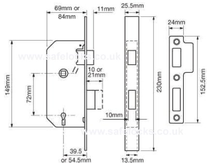 Union 2288 3 Lever Double Throw Sashlock